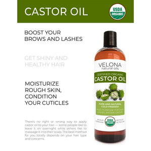 Aceite Castor Certificado Orgánico Puro No hexanos 16 oz