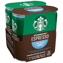 Cargar imagen en el visor de la galería, Starbucks Café Espresso y Crema Light Premium 192mL 4 Latas