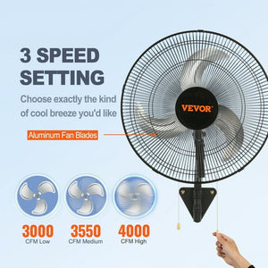 Ventilador Industrial Montaje En Pared Oscilante Metal 17.5"