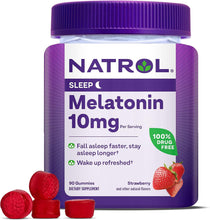 Cargar imagen en el visor de la galería, Melatonina Natrol 10 Mg | Descanso &amp; Relajación | 90 Gomitas Sabor Fresa