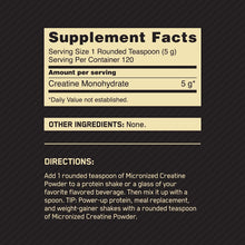 Cargar imagen en el visor de la galería, Suplemento en polvo Optimum Nutrition Creatina Micronizada monohidratada en pote de 600g