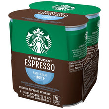 Cargar imagen en el visor de la galería, Starbucks Café Espresso y Crema Light Premium 192mL 4 Latas