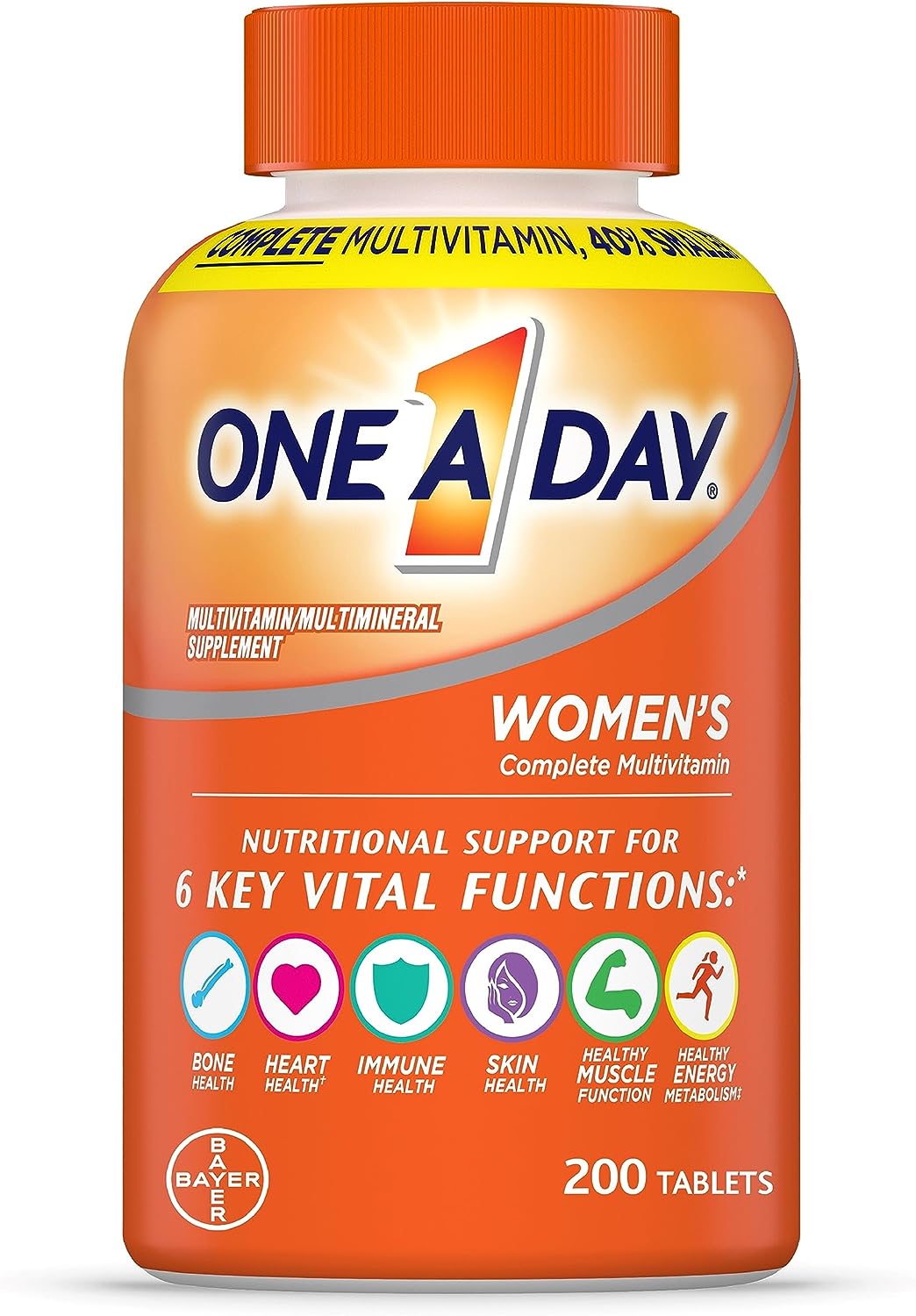 ONE A DAY Multivitamínico vitamina A, B, C, D y E, calcio y magnesio 200 tabletas.