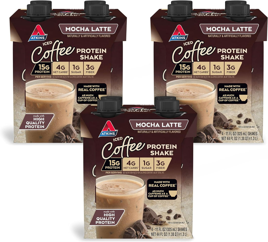 Atkins Iced Coffee Mocha Latte Protein-rich Shake, With Coff