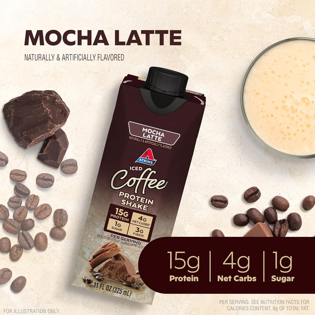 Atkins Iced Coffee Mocha Latte Protein-rich Shake, With Coff