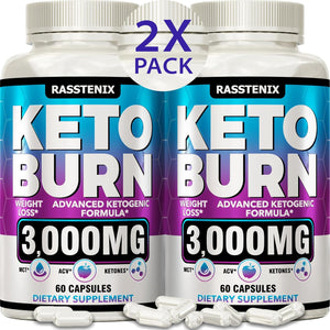 Rasstenix Keto 3000mg Pérdida De Peso 60 Capsulas C/UPack De 2