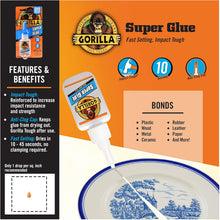 Cargar imagen en el visor de la galería, Gorilla Super Glue Pegamento Liquido Transparente 20g