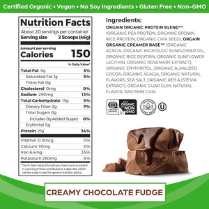 Orgain Organic Protein Proteína En Polvo Vegana 20servs Sabor Creamy Chocolate Fudge