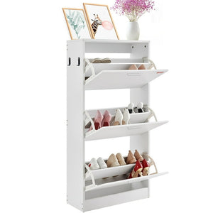 Zapatera Aglomerado P2 Con 3 Cajones Abatibles En Blanco