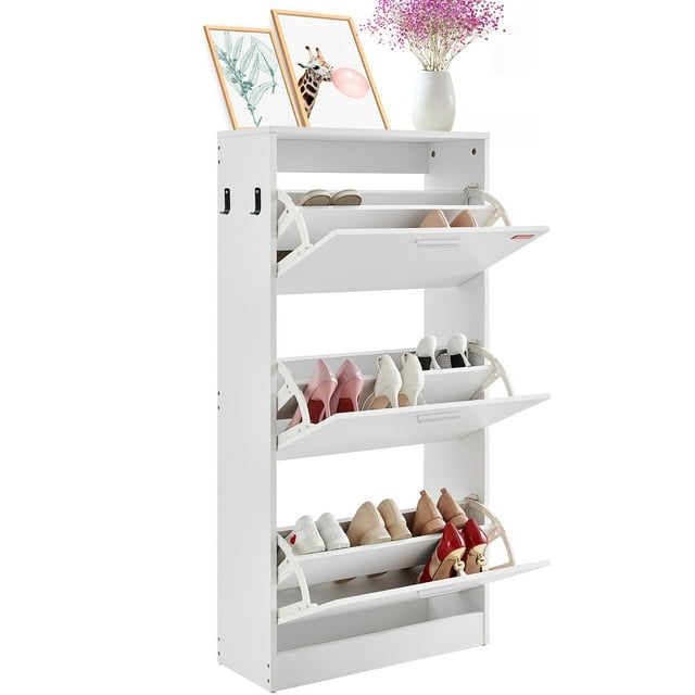 Zapatera Aglomerado P2 Con 3 Cajones Abatibles En Blanco