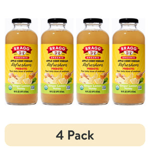 Bragg 4 Vinagres De Manzana Orgánico Jengibre, Limón y Miel
