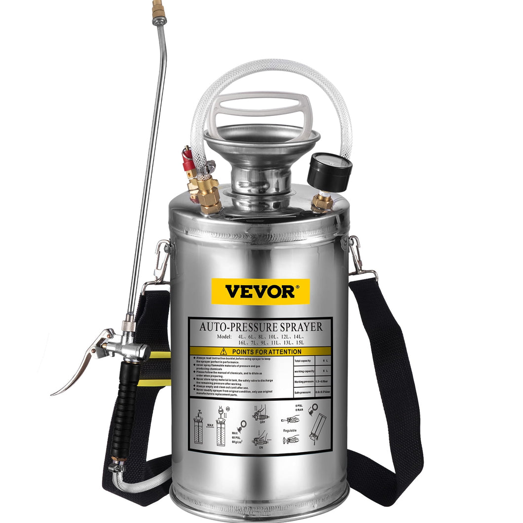 Aspersor Rociador Bomba Fumigadora Acero Inoxidable 6L