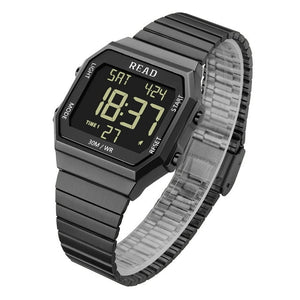 Reloj Digital LCD De Pulsera Negro Deportivo Para Hombre