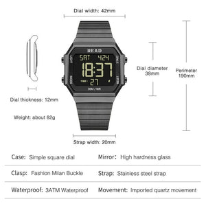 Reloj Digital LCD De Pulsera Negro Deportivo Para Hombre