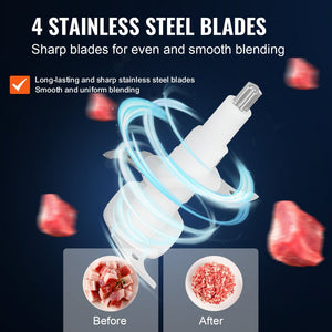 Procesador De Alimentos Picadora De Carne 400W 4 Cuchillas