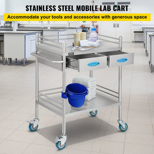 Carrito De Servicio Utilitario Acero Inoxidable 2 Estantes