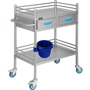 Carrito De Servicio Utilitario Acero Inoxidable 2 Estantes