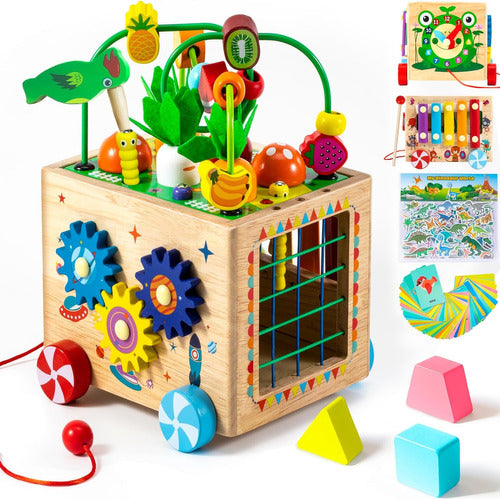 Cubo Actividades Juego Madera Montessori Aprendizaje Niños