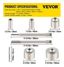 Cargar imagen en el visor de la galería, Kit De Brocas Pasamuros Sacabocas Concreto 30-100mm