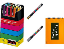 Cargar imagen en el visor de la galería, Set De 15 Marcadores Uni-posca Pc-3m15c Punto Fino