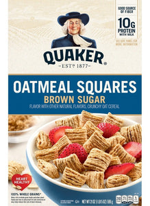 Cereal Quaker Oatmeal Squares Brown Sugar 411 G 6 Pack