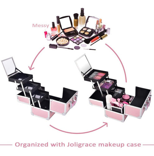 Caja Maquillaje Profesional Organizador Cosmeticos 3 Niveles