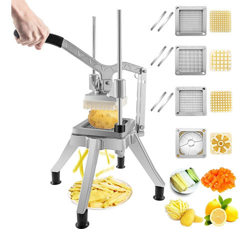 Cortador Comercial Vegetales 4 Hojas  Acero Inox Uso Rudo