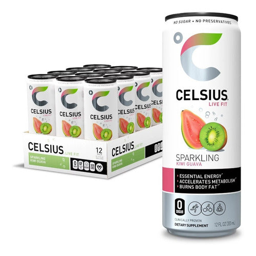 Celsius Kiwi Guayaba Energy Drink, Cero Azúcar, 12 Pack