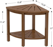Cargar imagen en el visor de la galería, Zhuoyue Banco De Bamboo Ducha Esquinero Taburete Mesa Nogal
