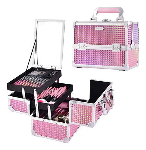 Caja Maquillaje Profesional Organizador Cosmeticos Espejo