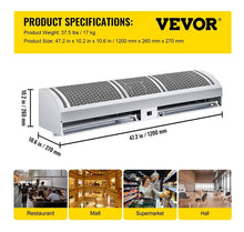Cargar imagen en el visor de la galería, Cortina Aire Industrial 1.19 Mt 2014/1832cfm  2 Velocidades