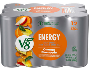 V8 Energy 12 Pack Bebida Saludable Sabor Naranja Piña