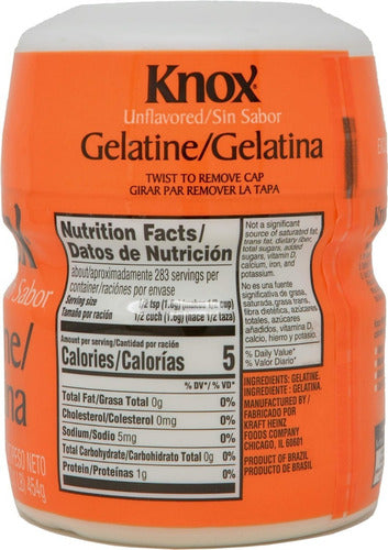 Knox Gelatina Sin Sabor 1 Libra Inodoro, Insípido E Incoloro